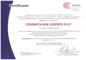 Certificaciones Calidad Inacal San Lorenzo Perú