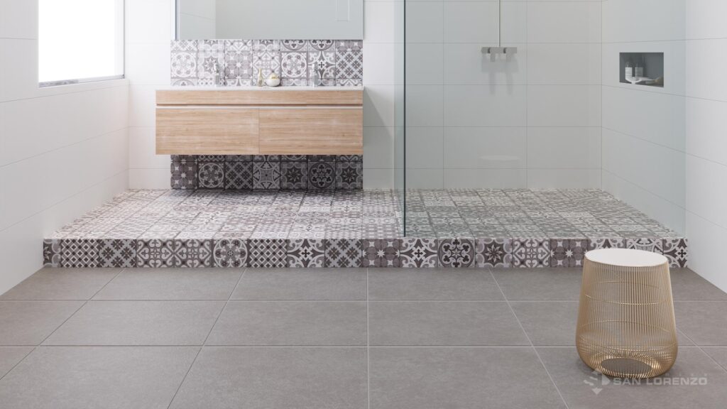 Ceramica San Lorenzo Oxford Grey Sevilla Sepia White Satin Baño